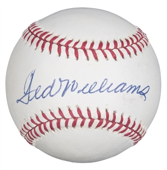 Ted Williams Single Signed OAL Brown Baseball (PSA/DNA MINT 9 Signature)